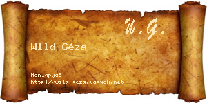 Wild Géza névjegykártya